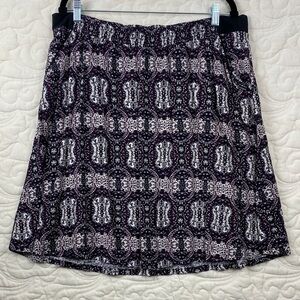 Reitmans Skirt Purple Paisley Elastic Waist Size 16